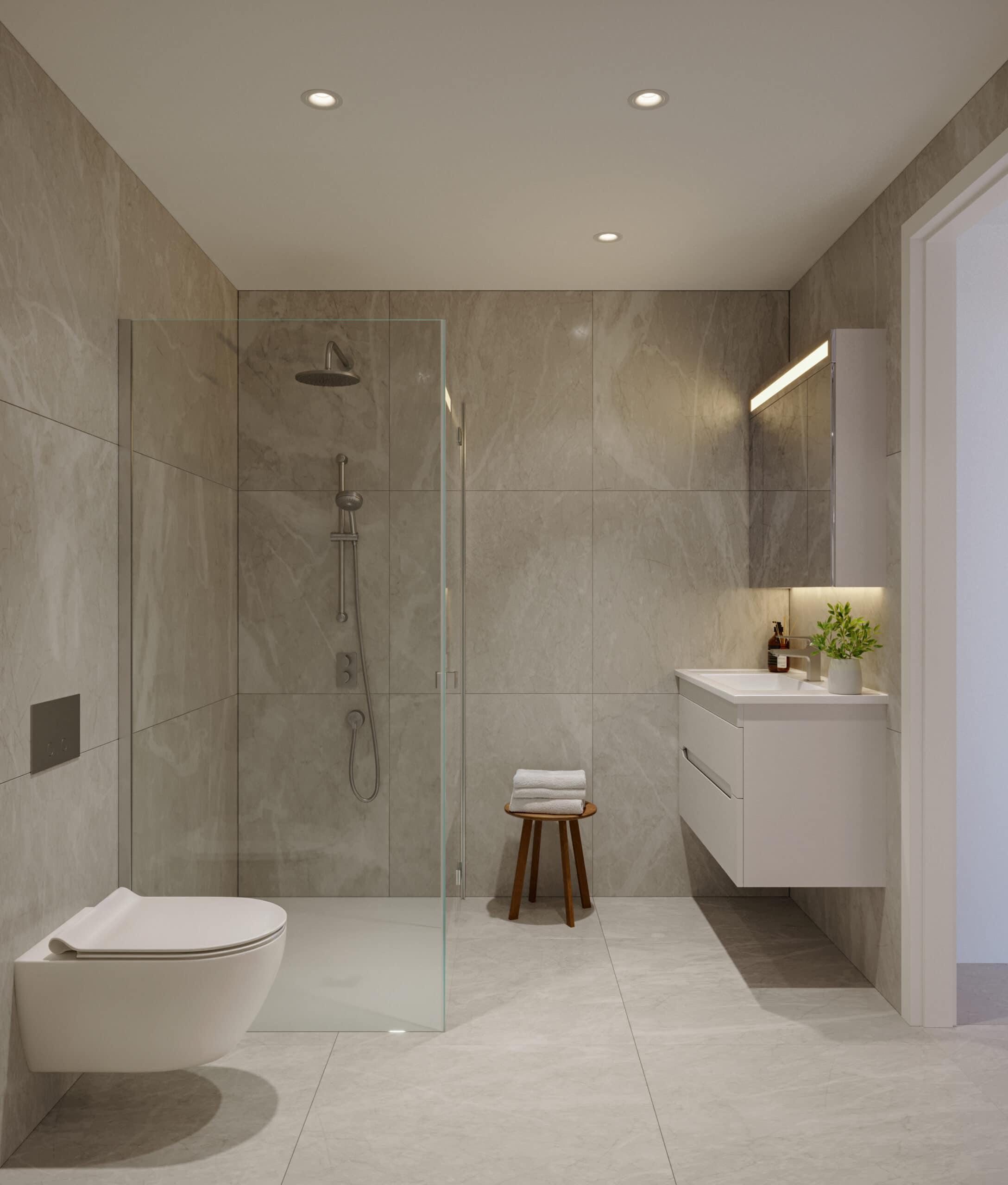 Modernes Badezimmer mit Duschkabine