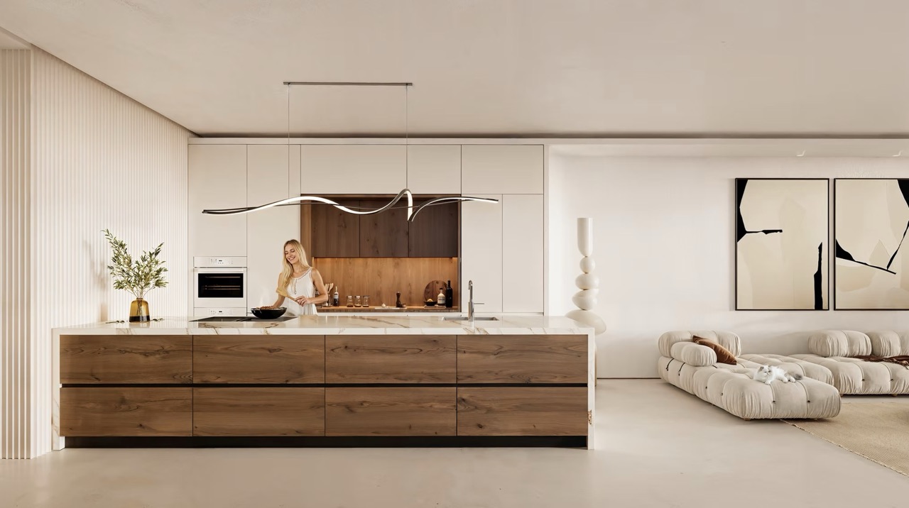 The Edge – Designküche mit Kochinsel und Wohnbereich