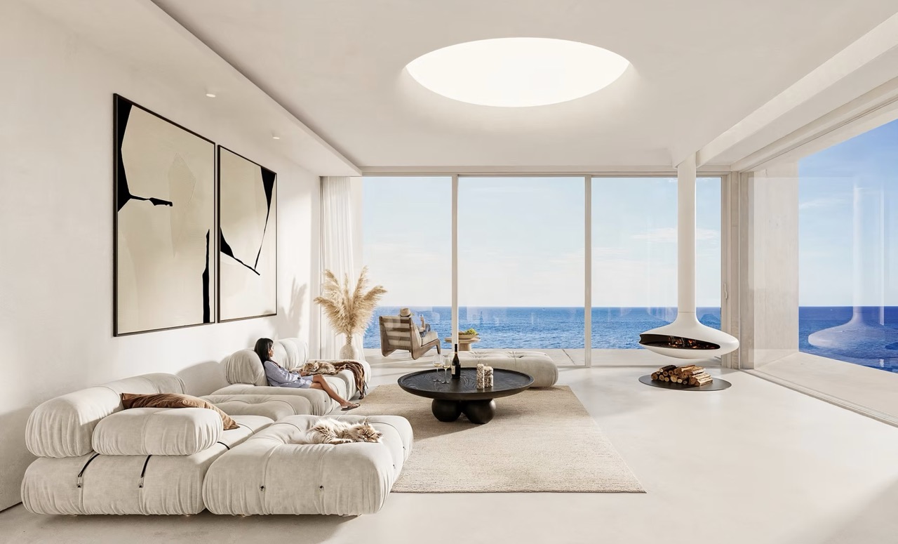 The Edge – Heller Wohnbereich mit Oberlicht und Panoramafenstern
